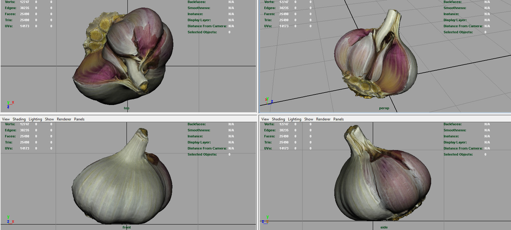 Open garlic Low-poly 3D model_7