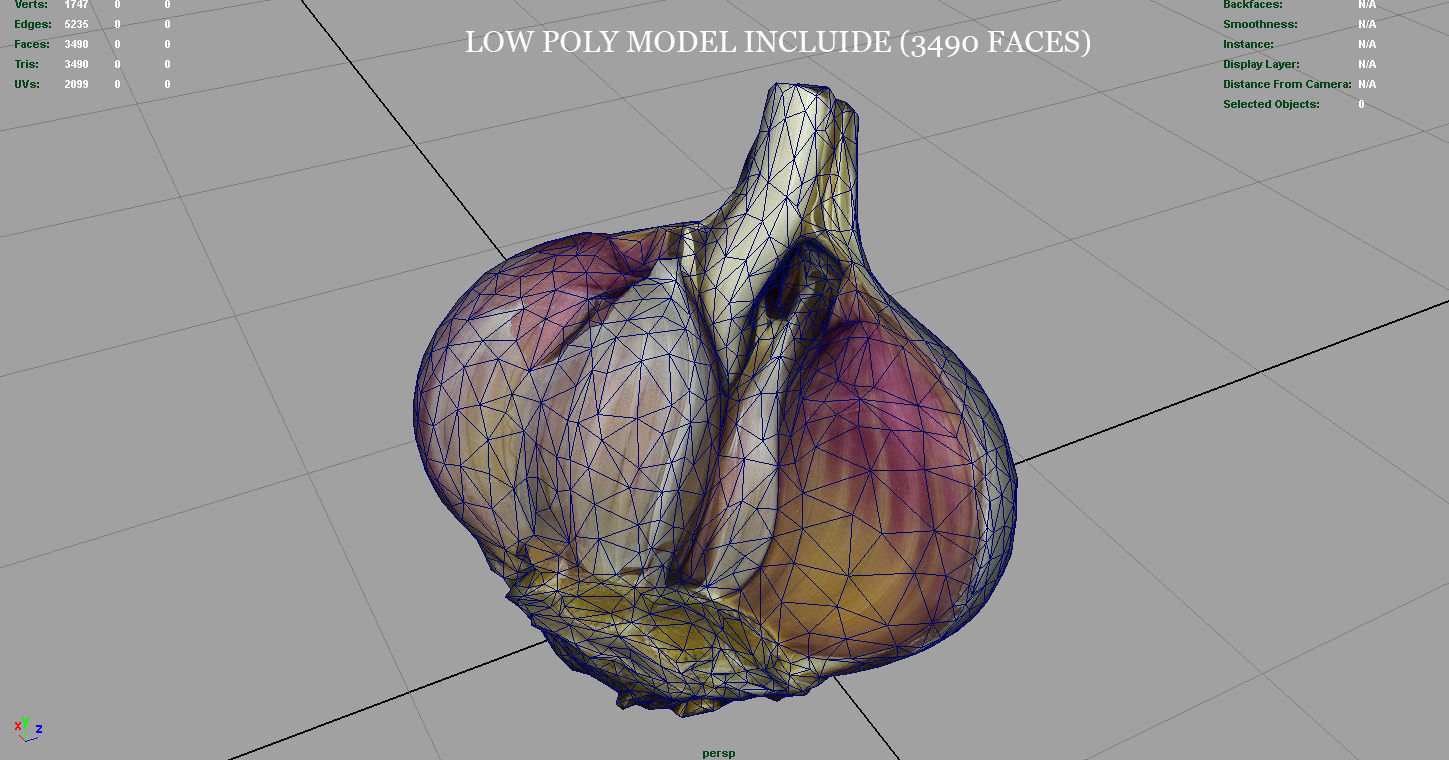 Open garlic Low-poly 3D model_11