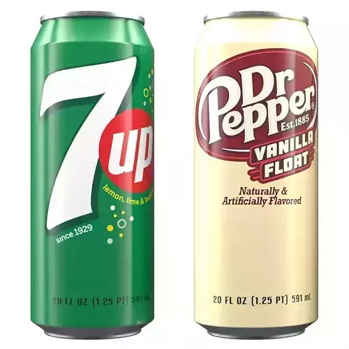 A set of 20 types of sodas aluminum cans Low-poly 3D model 3