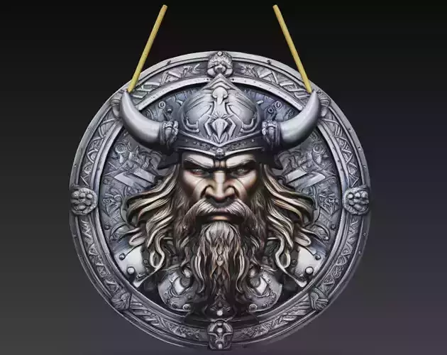 Viking Warrior Helmet Coin 3D Model Norse Warrior Medallion