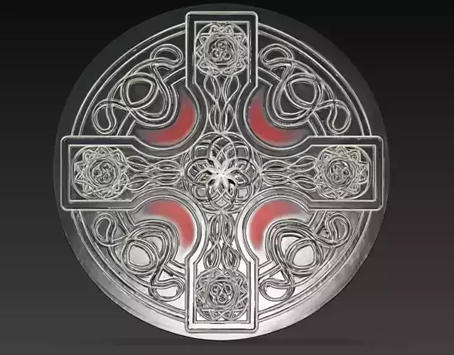 Celtic Cross Ornament Medallion Relief 3D Model