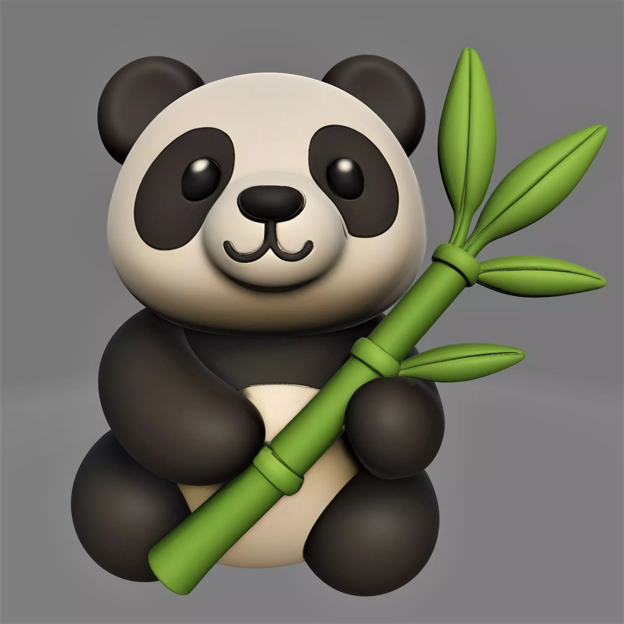 panda with sugarcane 3D print model