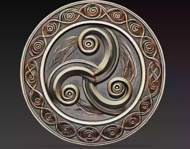 Celtic Triskelion Symbol Medallion Relief 3D Model