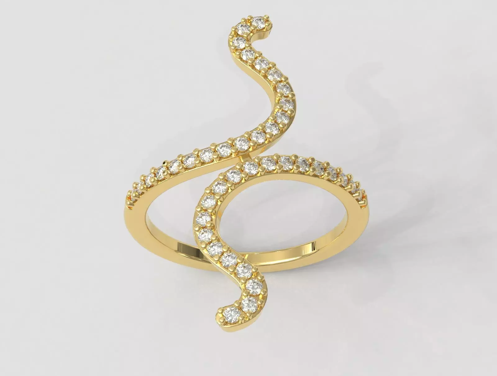 Diamond S-Curve Ring 3D print model