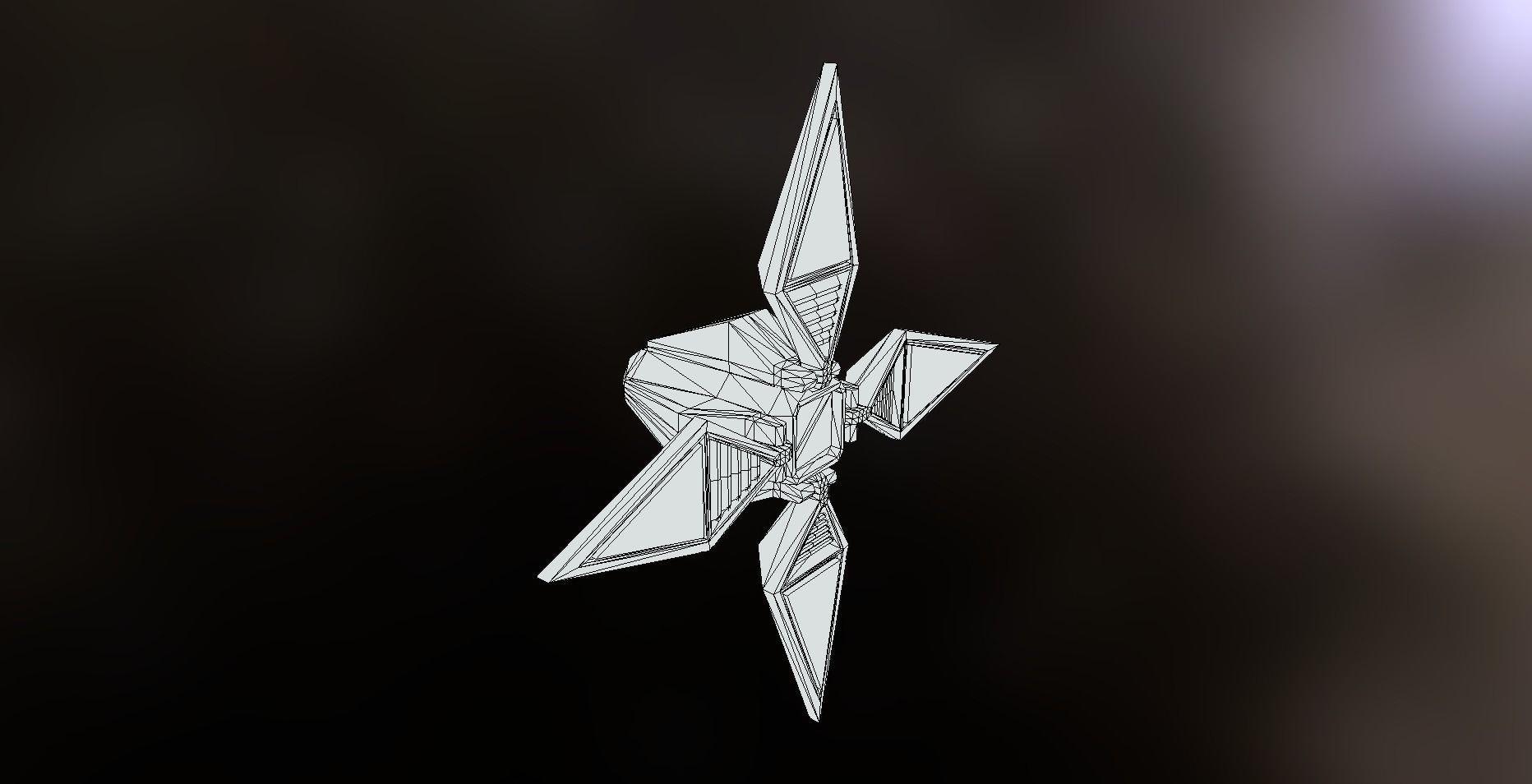 Animated Four Winged Space Enemy Low-poly 3D model_7