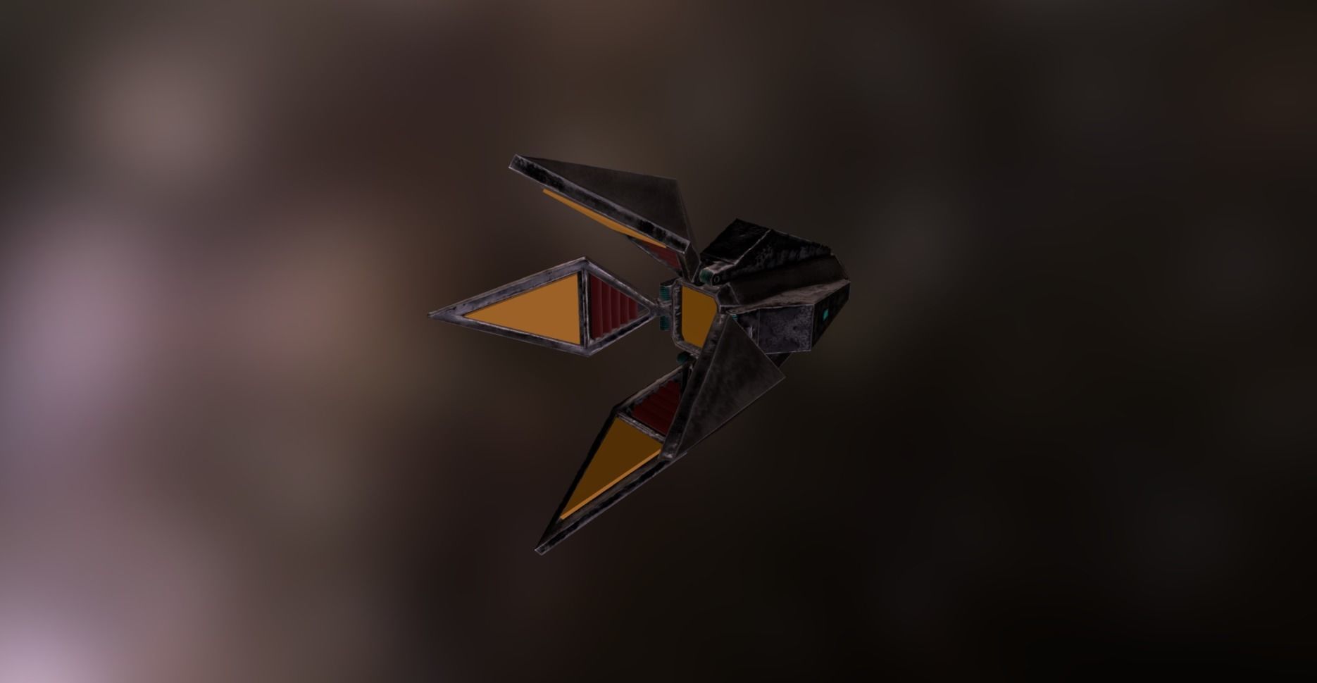 Animated Four Winged Space Enemy Low-poly 3D model_4