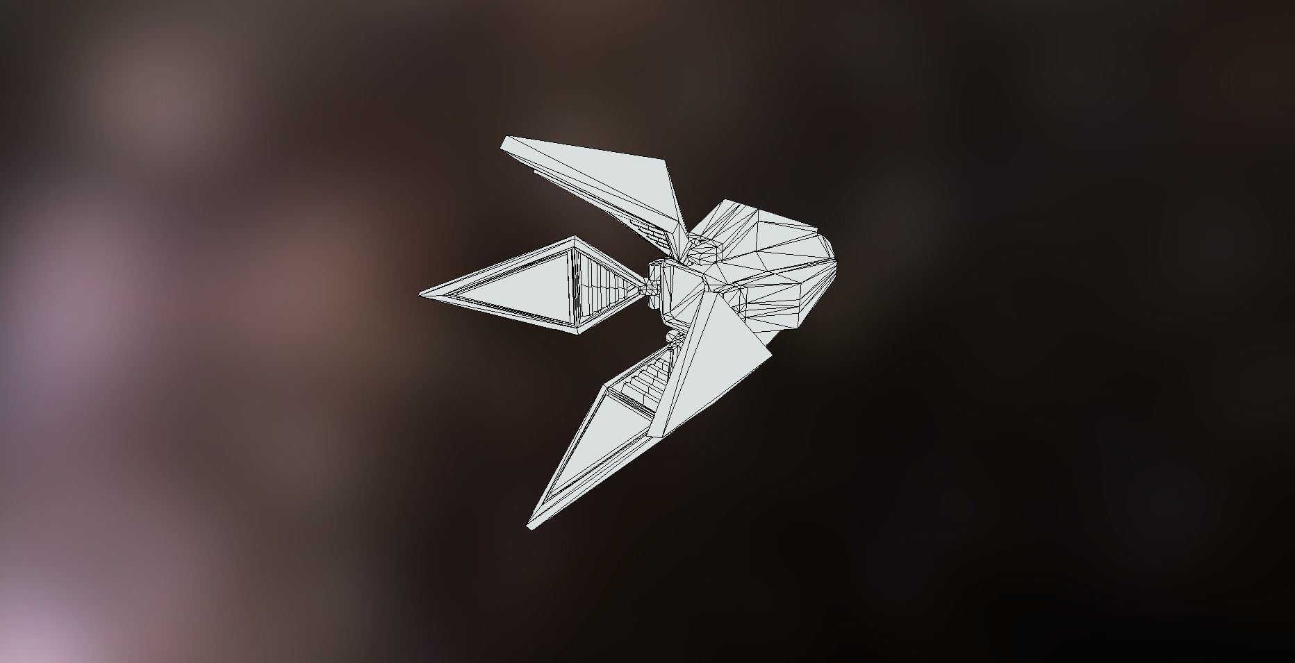 Animated Four Winged Space Enemy Low-poly 3D model_5