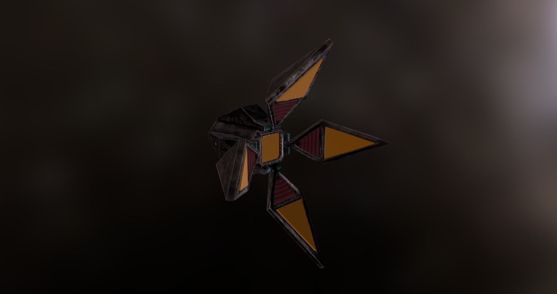 Animated Four Winged Space Enemy Low-poly 3D model_2