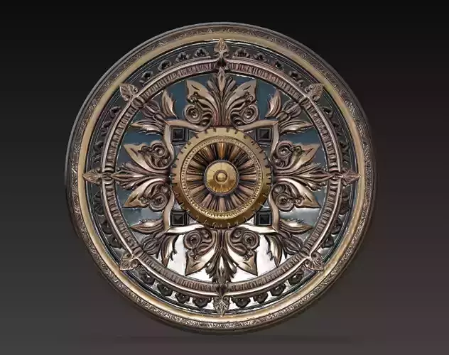 Ornamental Compass Mandala Medallion Relief 3D Model