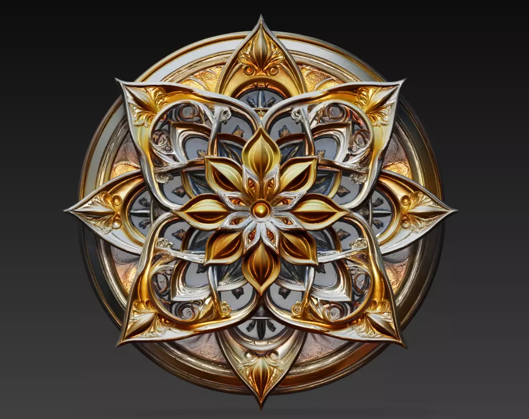 Ornamental Floral Mandala Medallion Relief 3D Model 3D print model