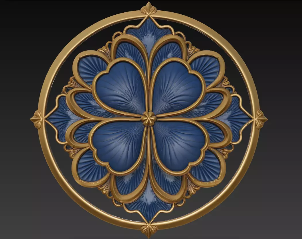 Floral Clover Mandala Medallion Relief 3D Model 3D print model