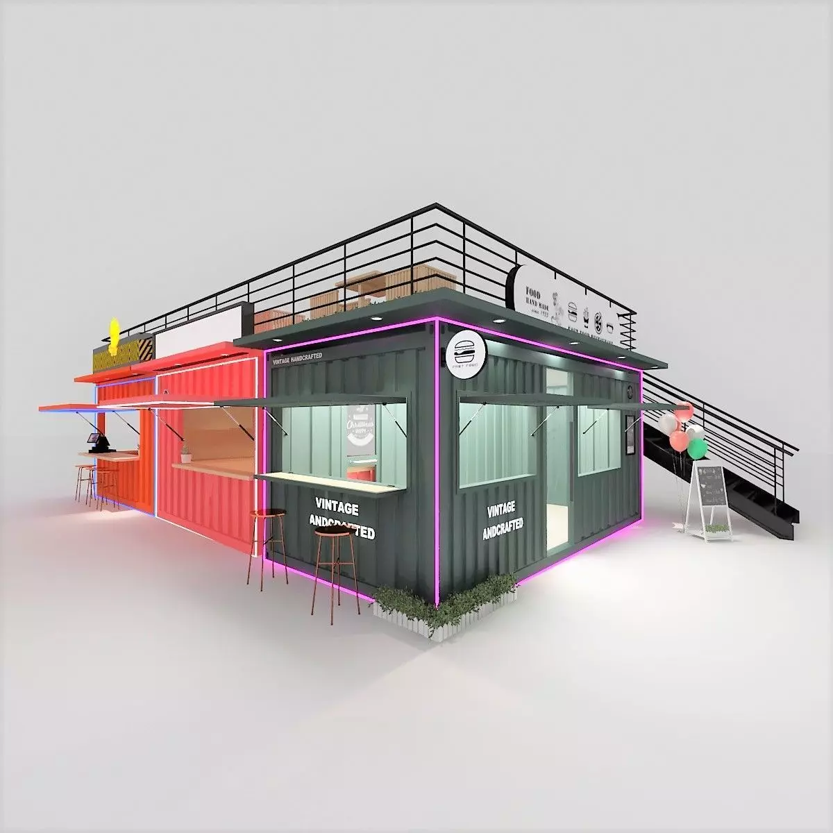 Fast Food Container Restaurant 3D model