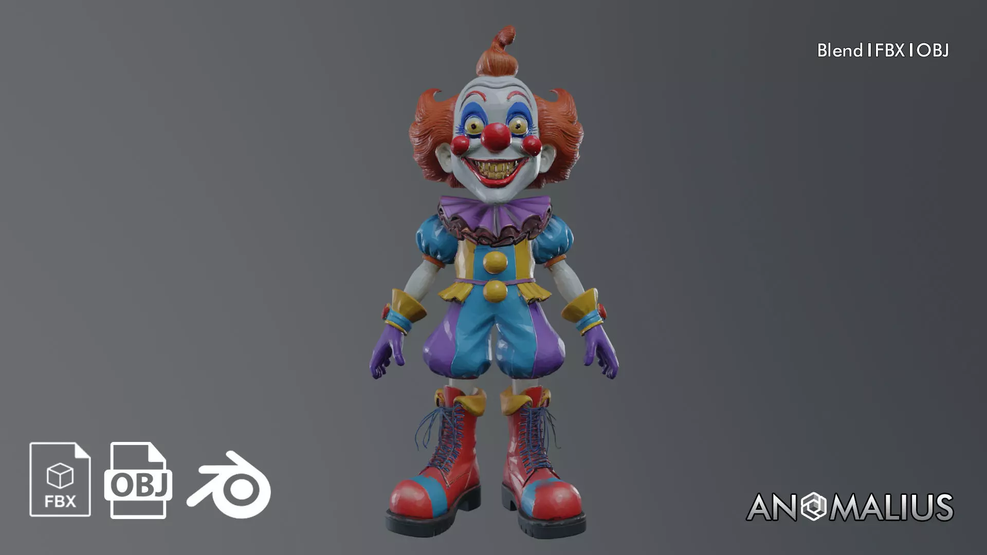 stylized creepy clown Free 3D model