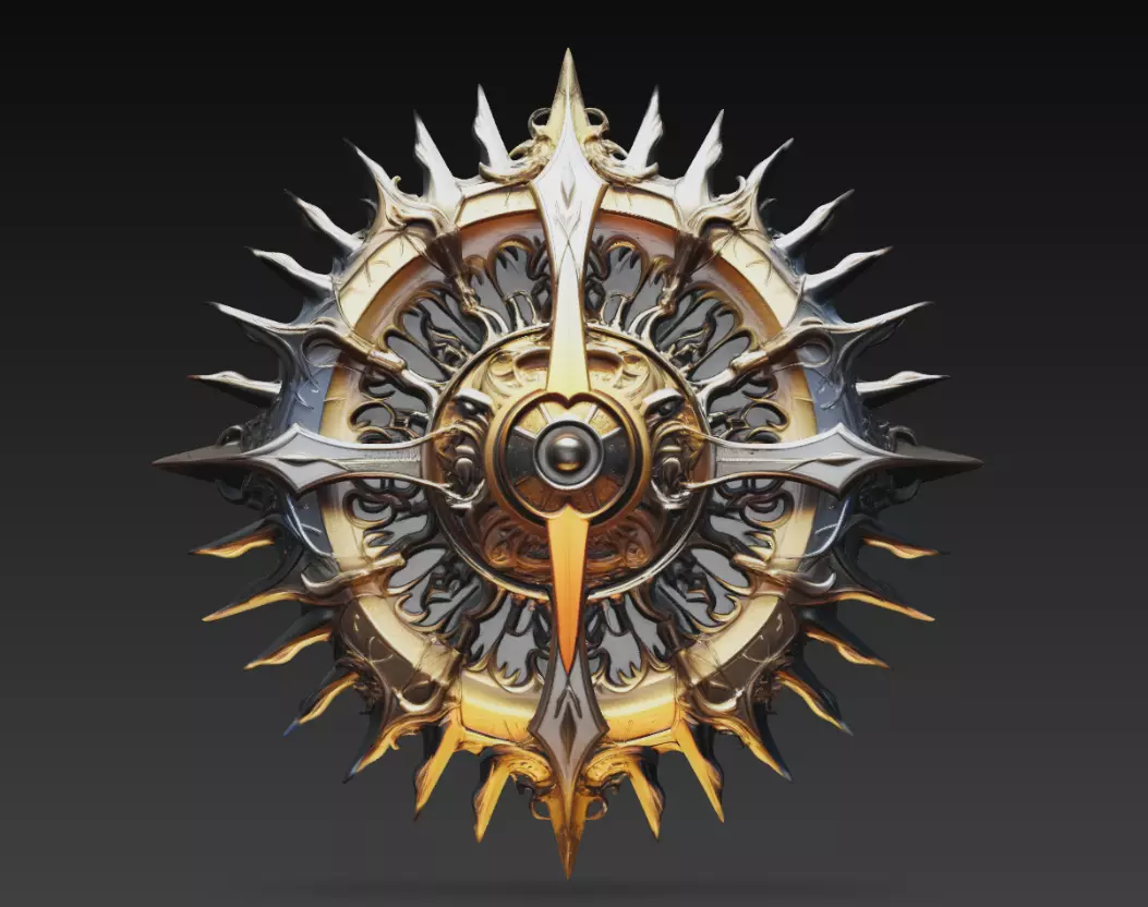 Ornamental Sun Compass Medallion Relief 3D Model 3D print model