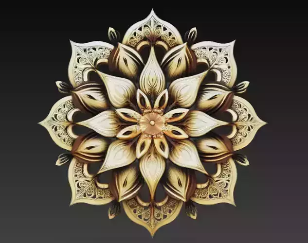 Decorative Lotus Mandala Relief 3D Model Floral Ornament