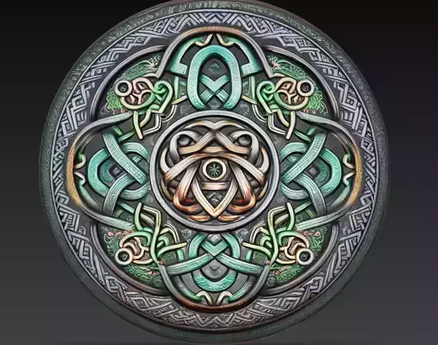 Celtic Knot Ornament Medallion Relief 3D Model