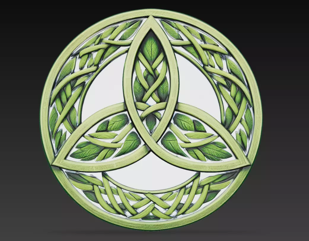 Celtic Leaf Trinity Knot Medallion Relief 3D Model 3D print model