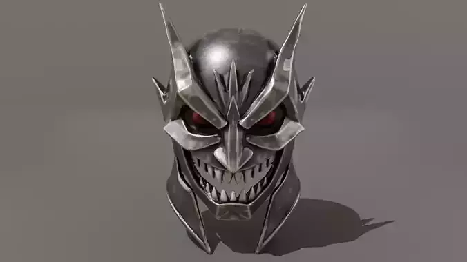 Iron Skull Mask Low Poly Dark Fantasy Helmet