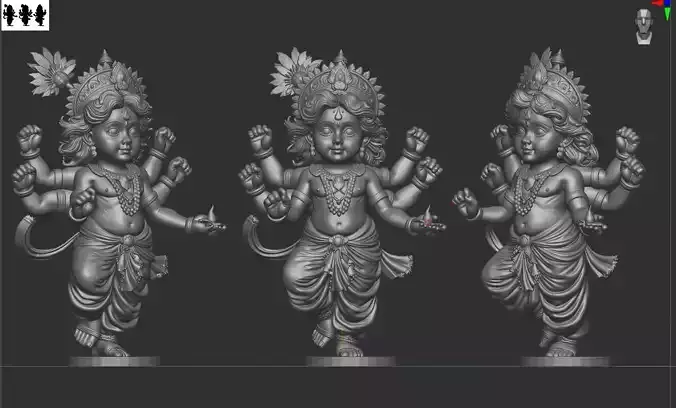 Bal Krishna Hindu God 3D Model