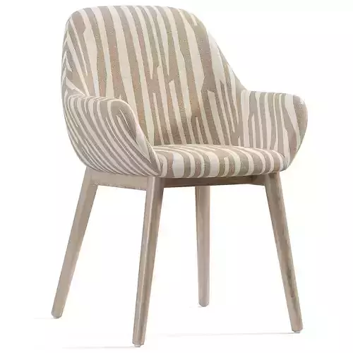 Kylie Timber Leg Dining Chair White Boucle Low-poly 3D model