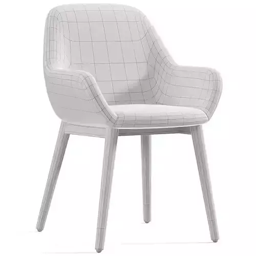 Kylie Timber Leg Dining Chair White Boucle Low-poly 3D model 6