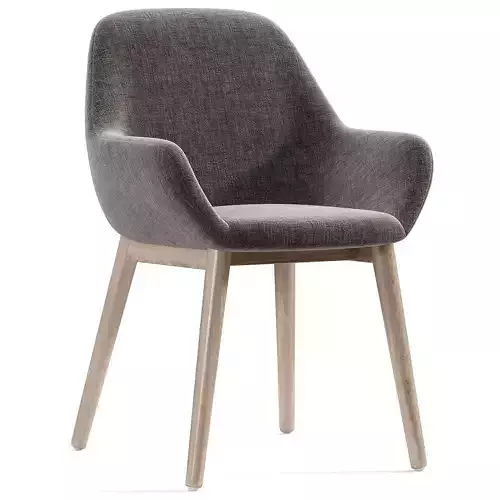 Kylie Timber Leg Dining Chair White Boucle Low-poly 3D model 4