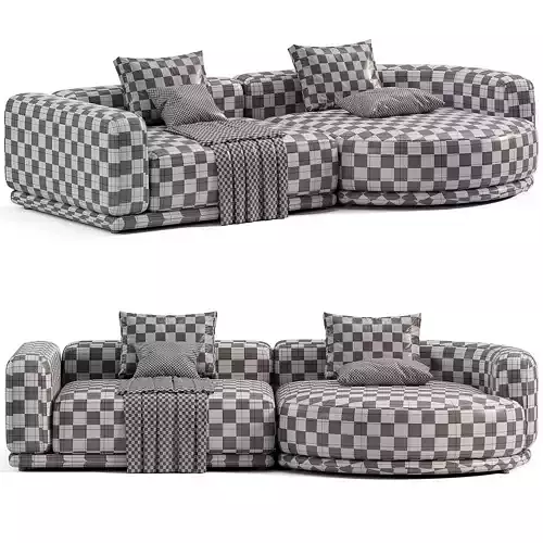 Franke Polukruglyy Sofa By Mononova Low-poly 3D model 5