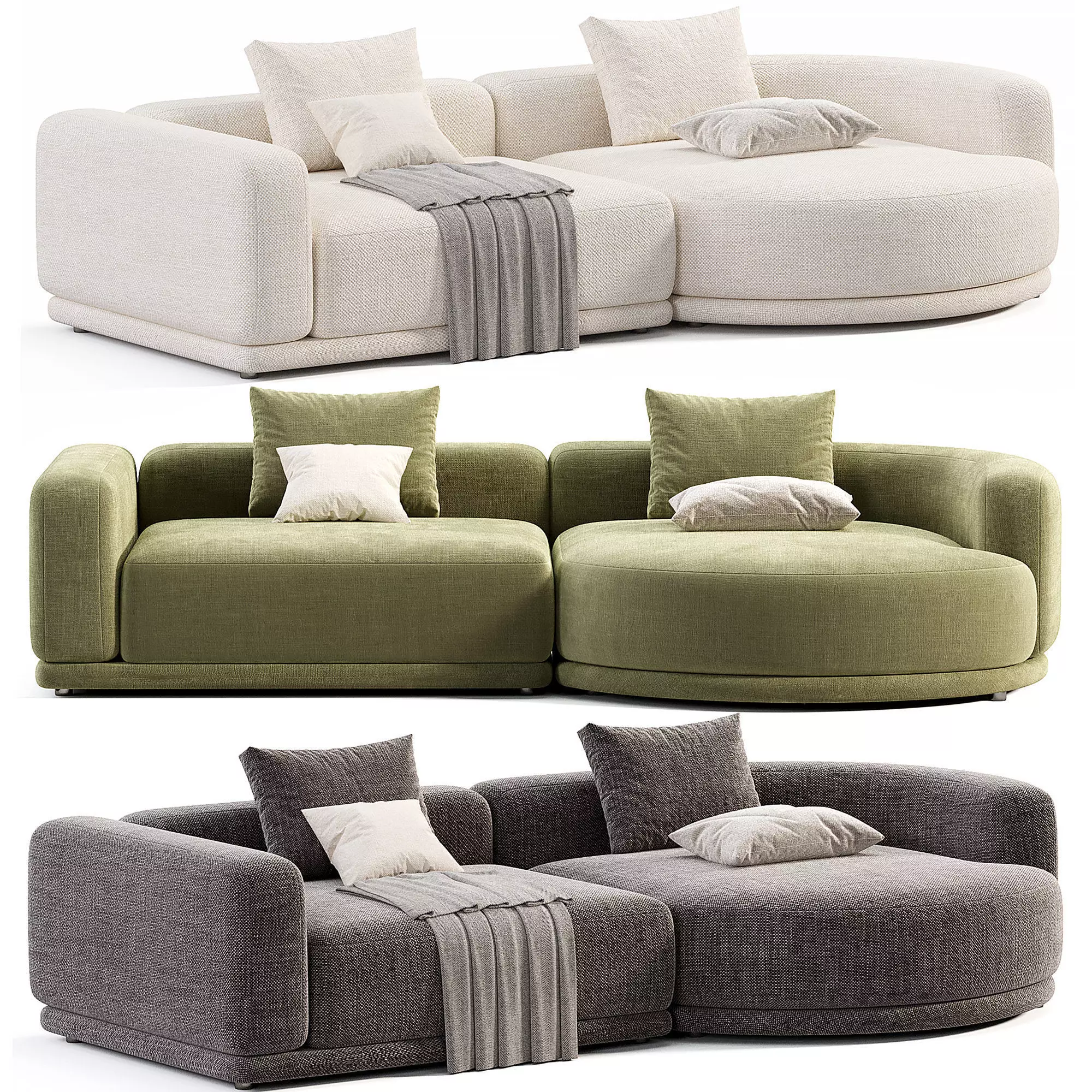 Franke Polukruglyy Sofa By Mononova Low-poly 3D model