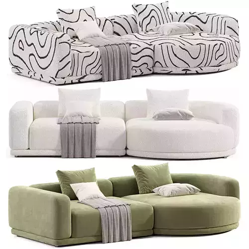 Franke Polukruglyy Sofa By Mononova Low-poly 3D model 2