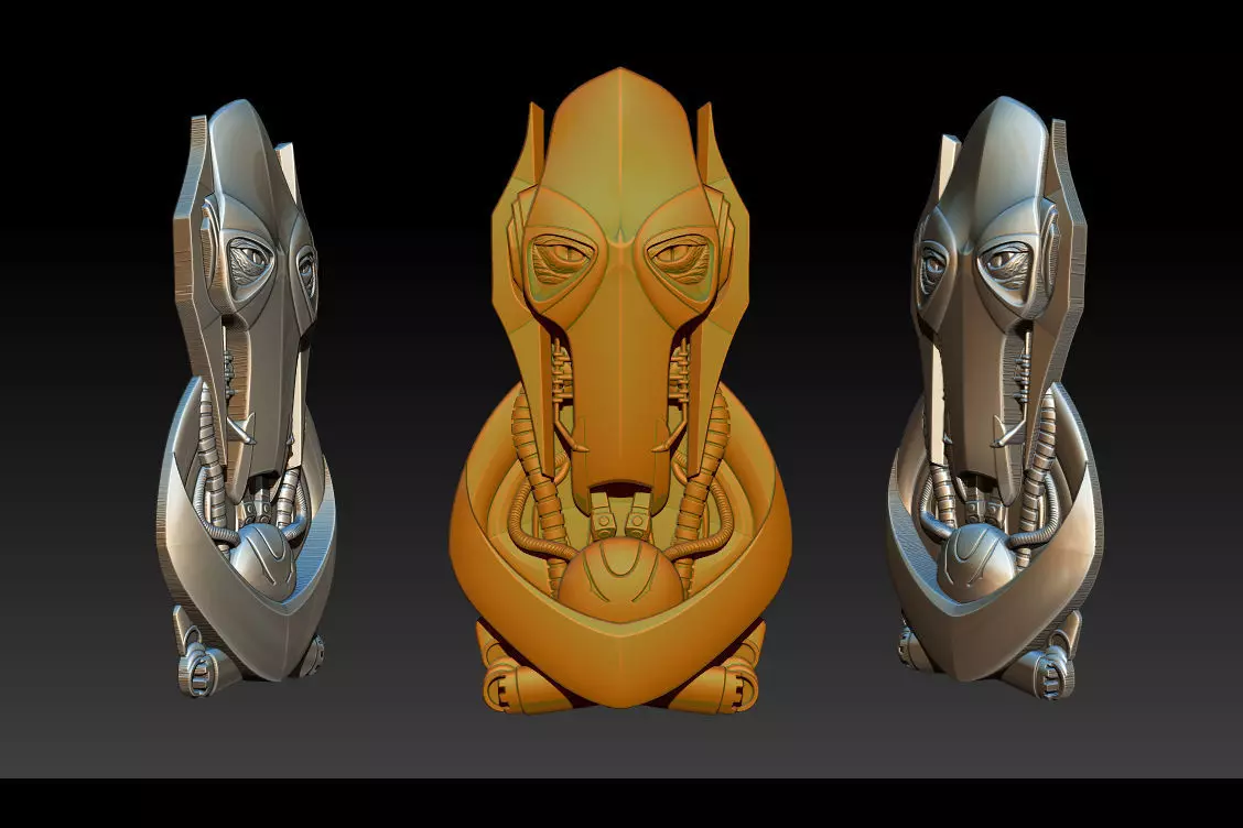 Futuristic Robot Mask 3D Model for CNC and Jewelry Design 3D print model