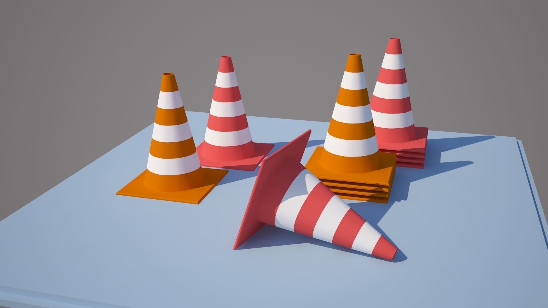 Plastic traffic cone Low-poly 3D model_8