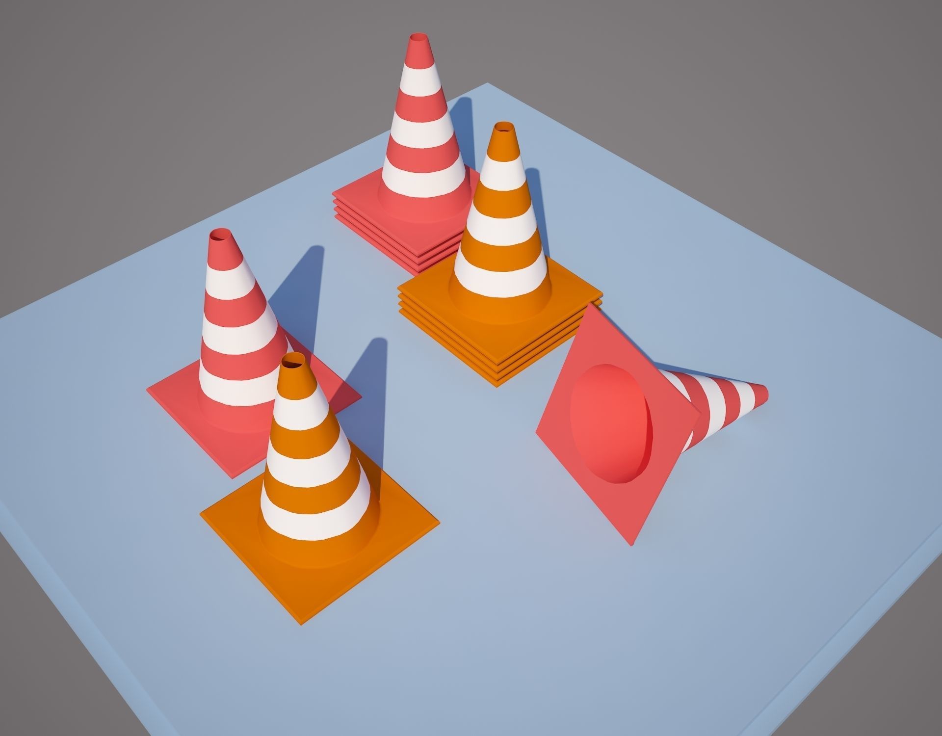 Plastic traffic cone Low-poly 3D model_1