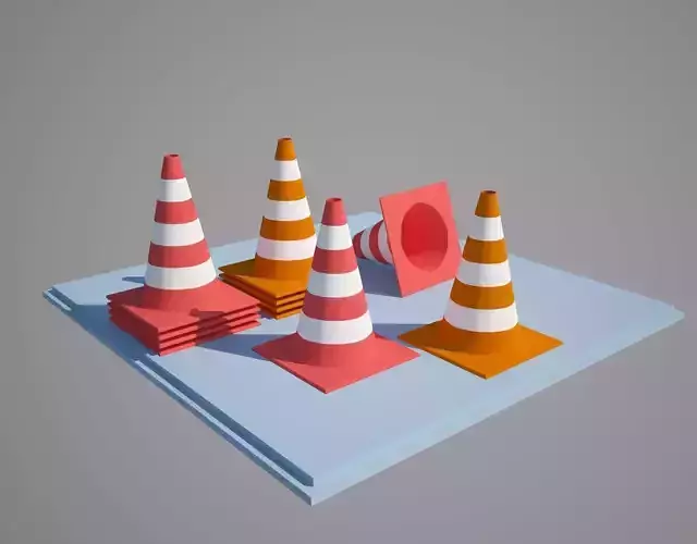 Plastic traffic cone Low-poly 3D model