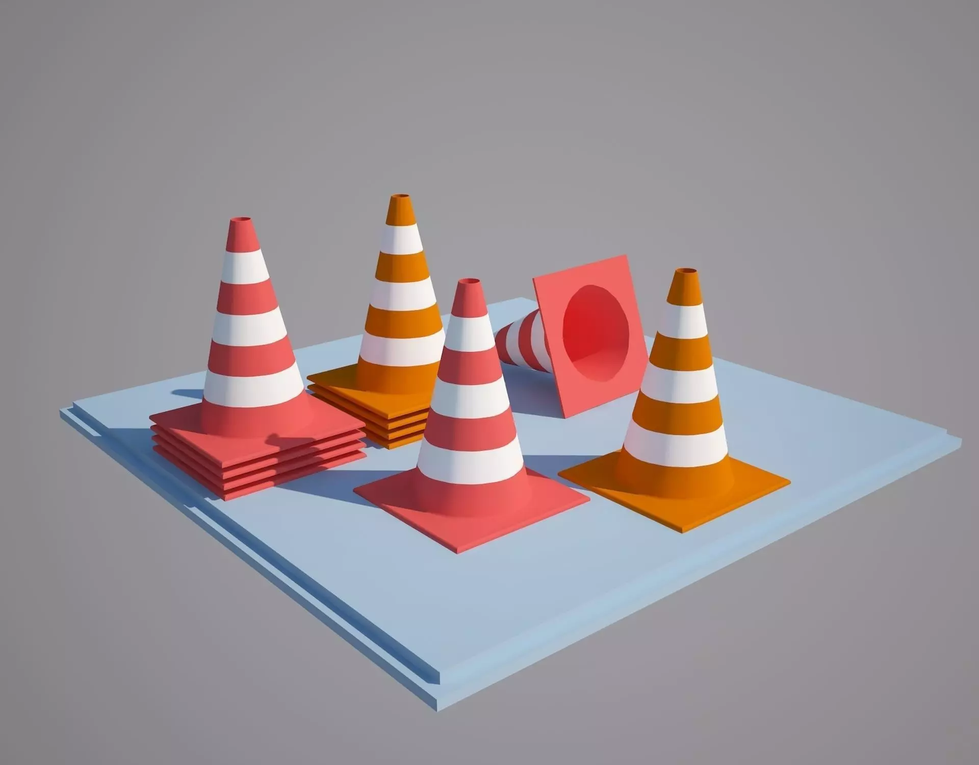 Plastic traffic cone Low-poly 3D model_0