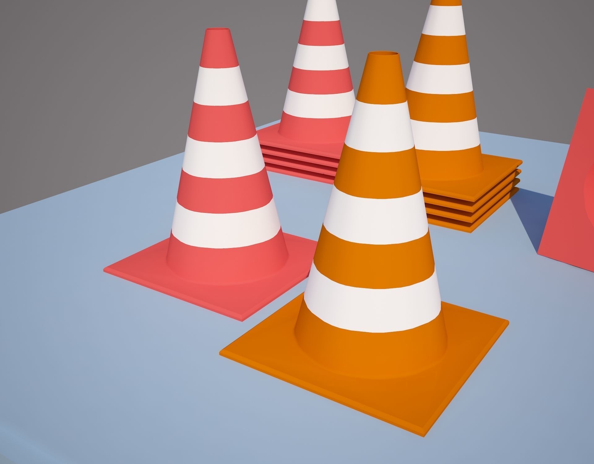 Plastic traffic cone Low-poly 3D model_2