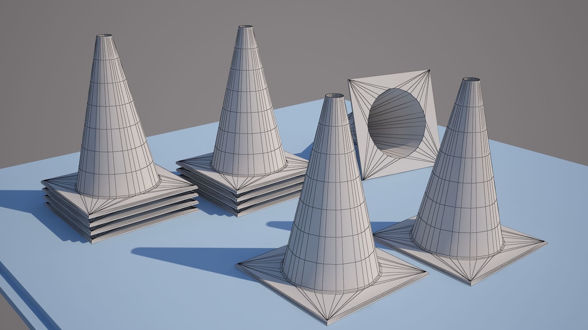 Plastic traffic cone Low-poly 3D model_7