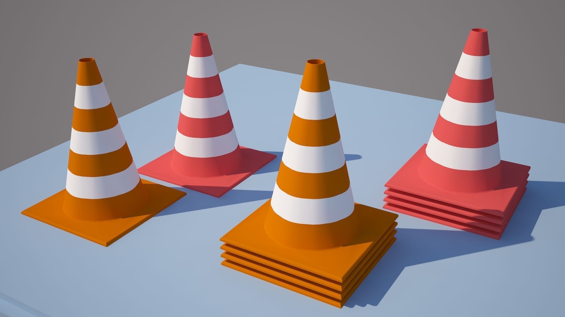 Plastic traffic cone Low-poly 3D model_6