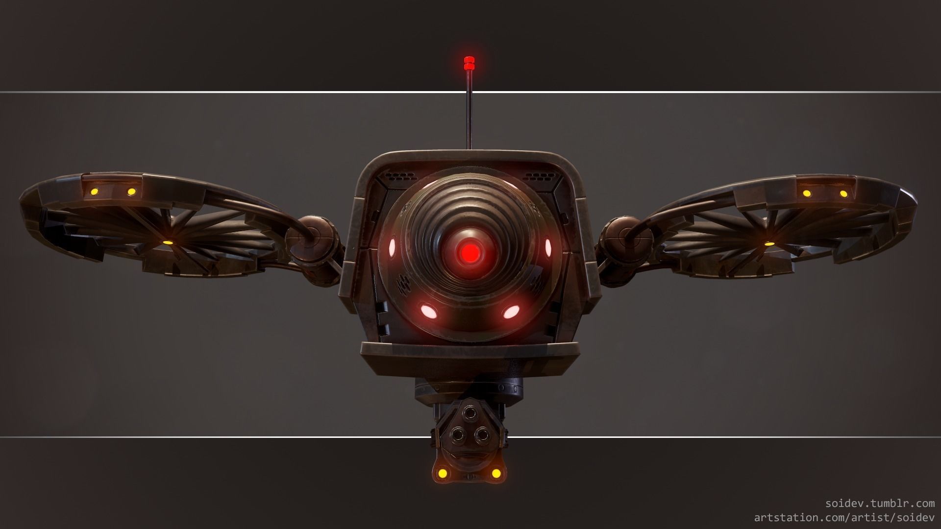 Lowpoly PBR Sci-FI Military Drone Low-poly 3D model_1