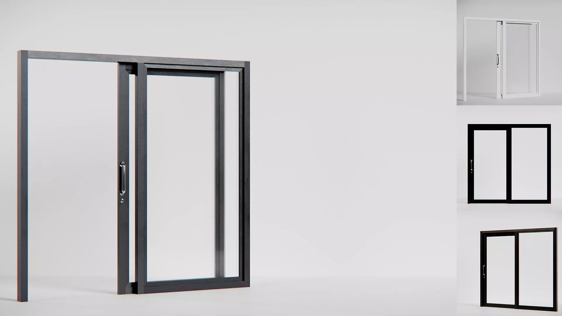 Window with sliding door 220x10x210 Free 3D model