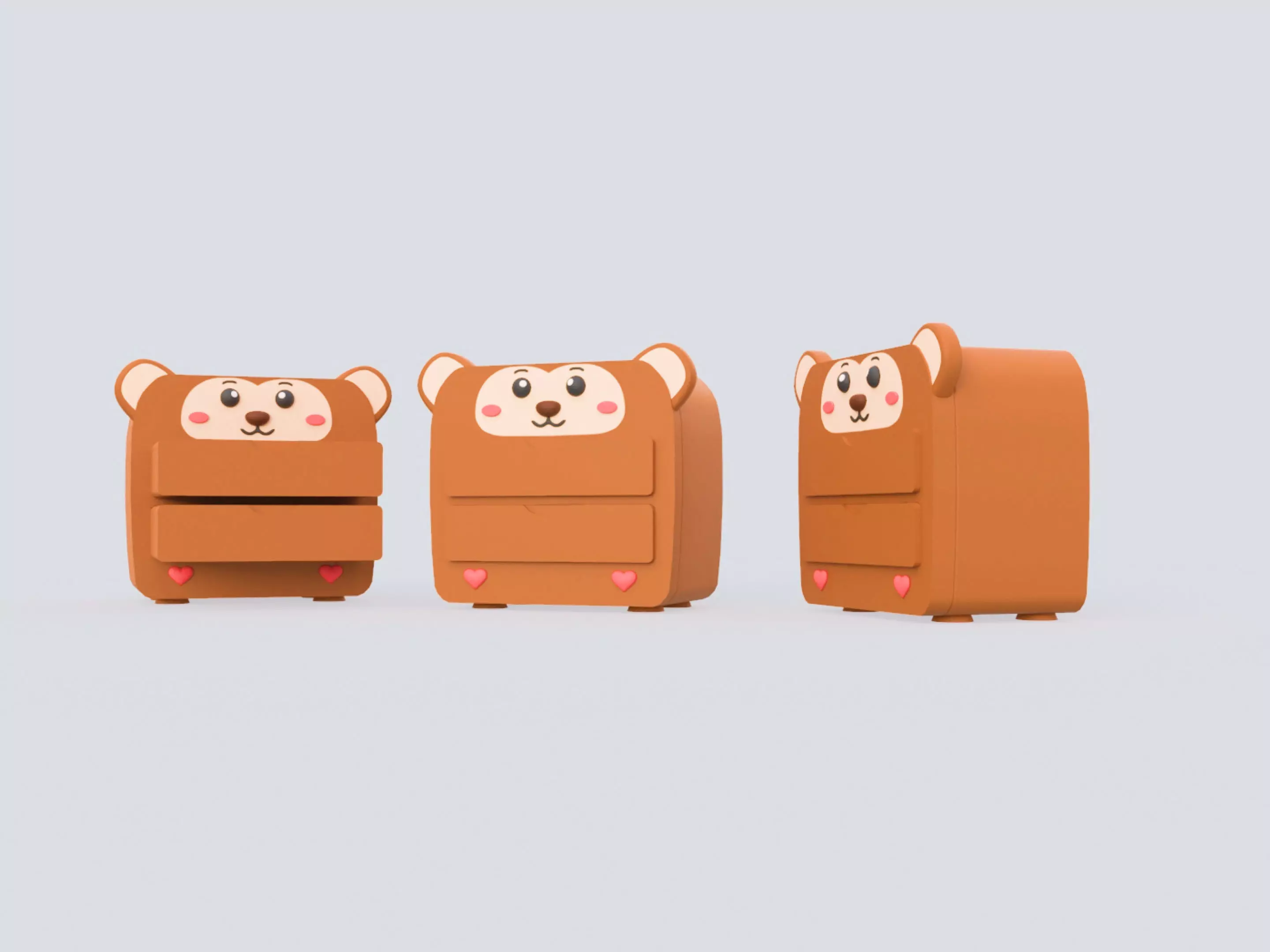 Cartoon Sloth Storage Dresser Low-poly 3D model