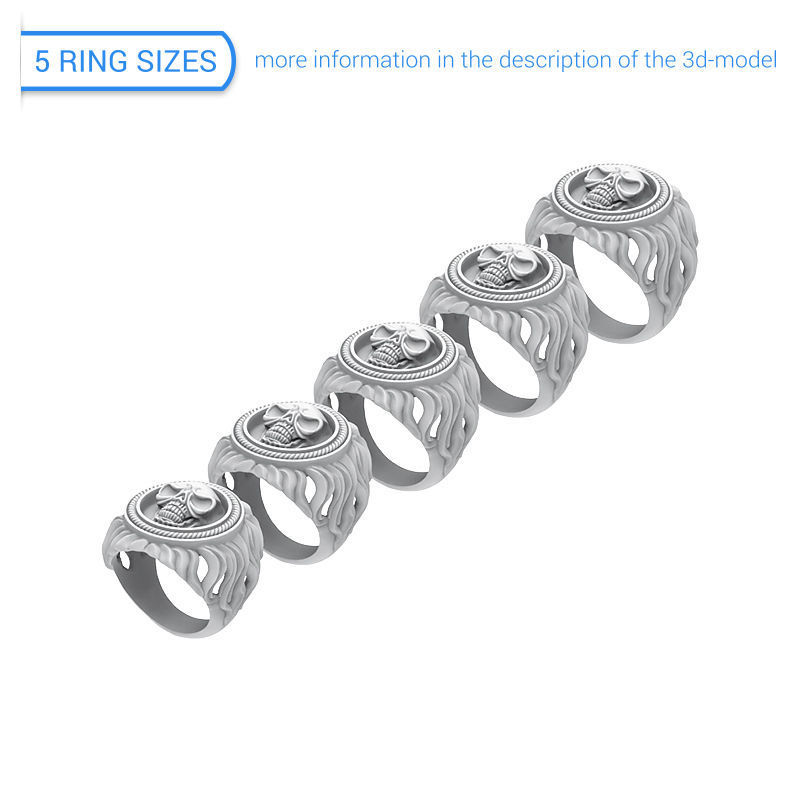 Ring 024 skull 3D print model_5