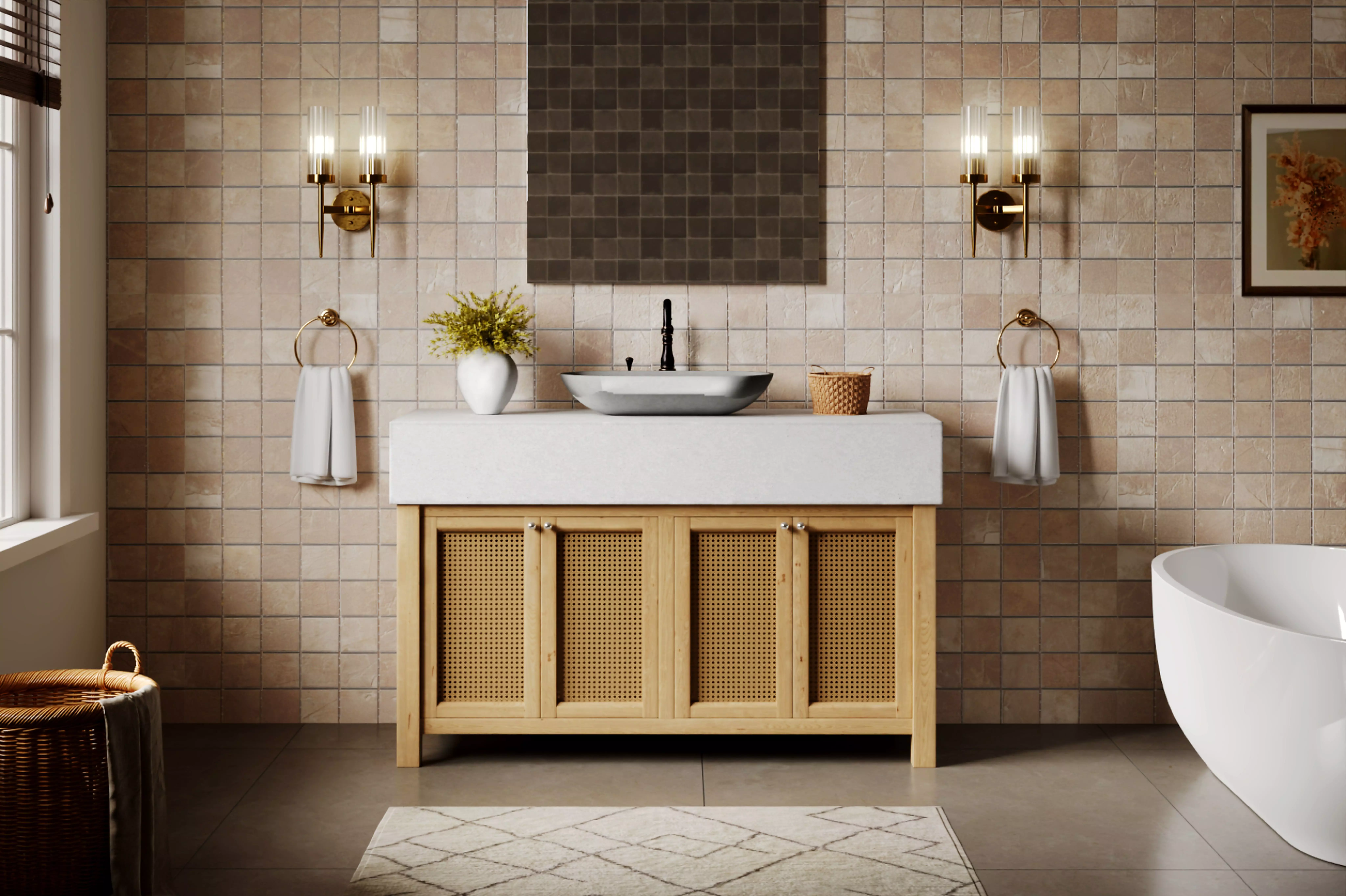 Nordic Warm Tile Bathro 3D model