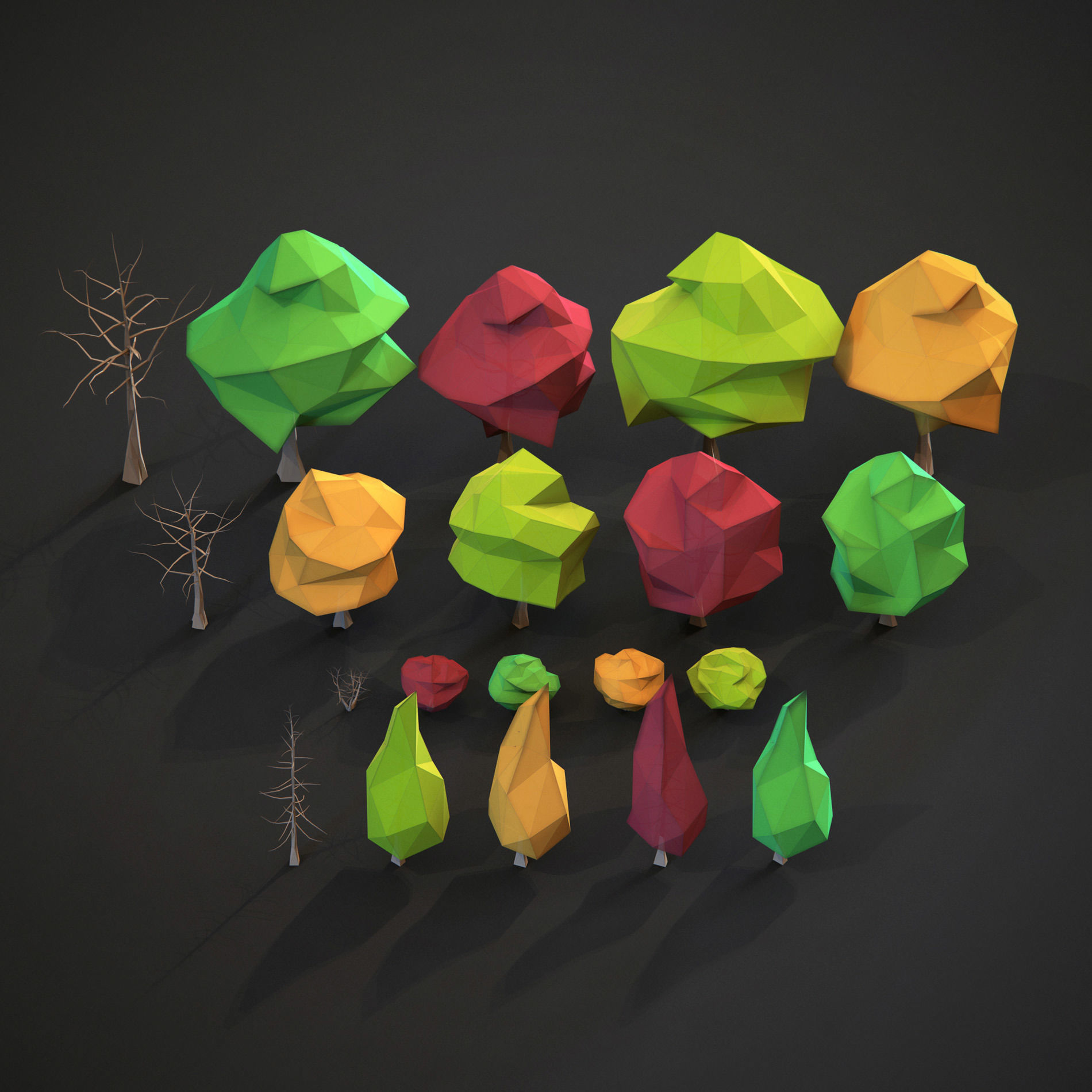 Low poly trees Pack Free low-poly 3D model_1