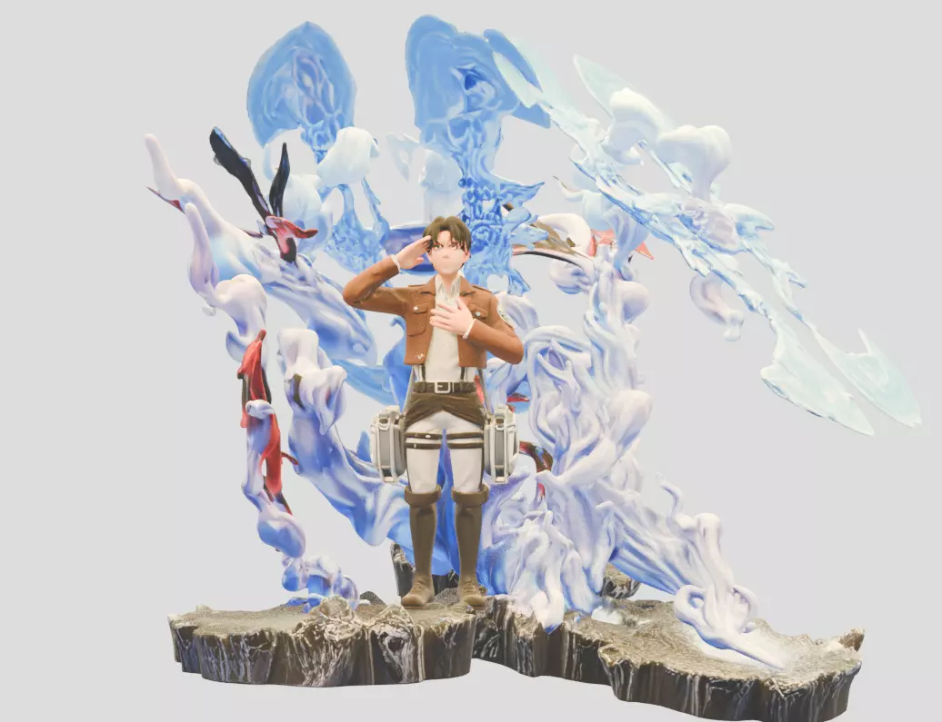 Eren Yeager Survey Corps Salute STL Anime 3D Print Statue 3D print model