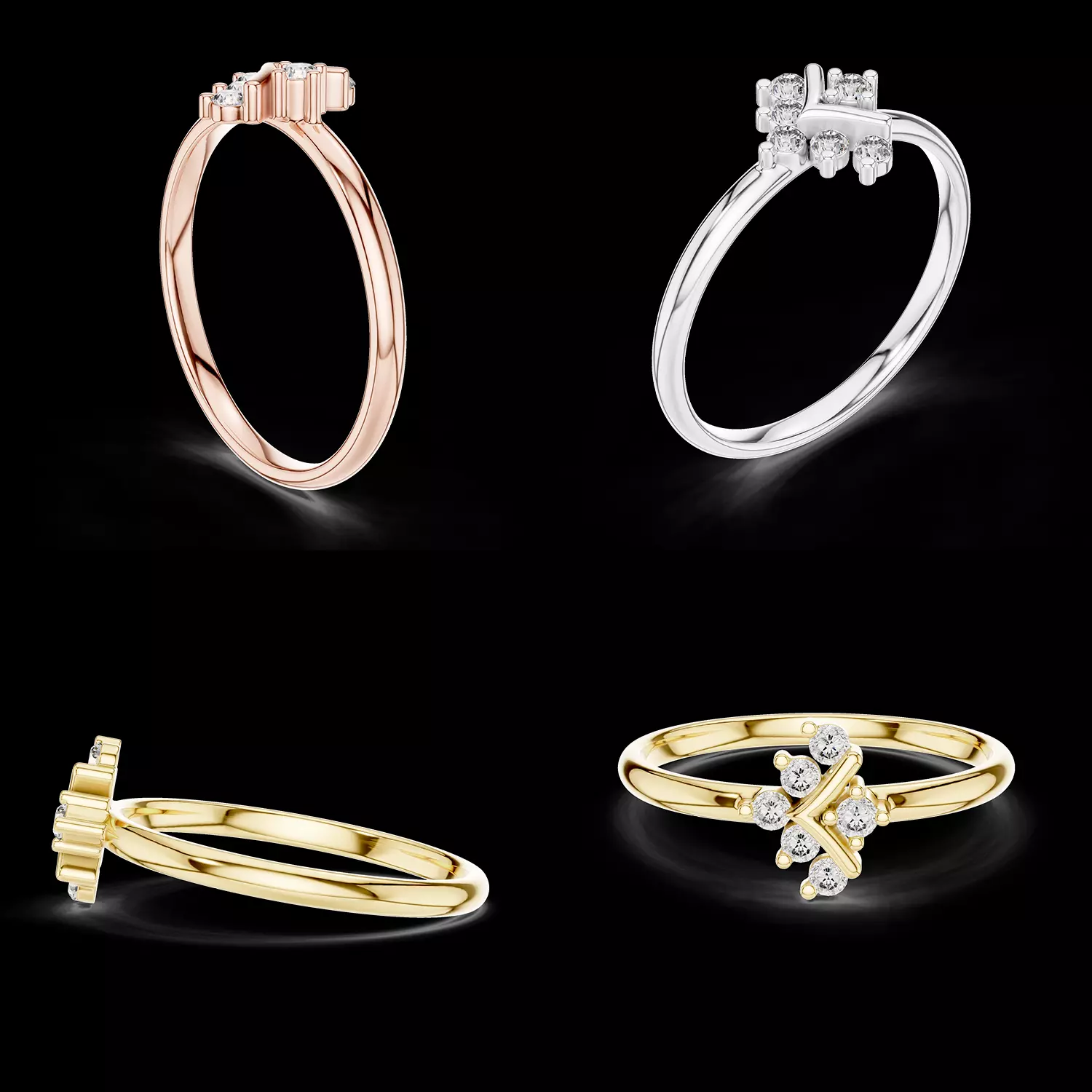 Modern Diamond Cluster Ring Jewelry CAD Model for Cast 3D print model