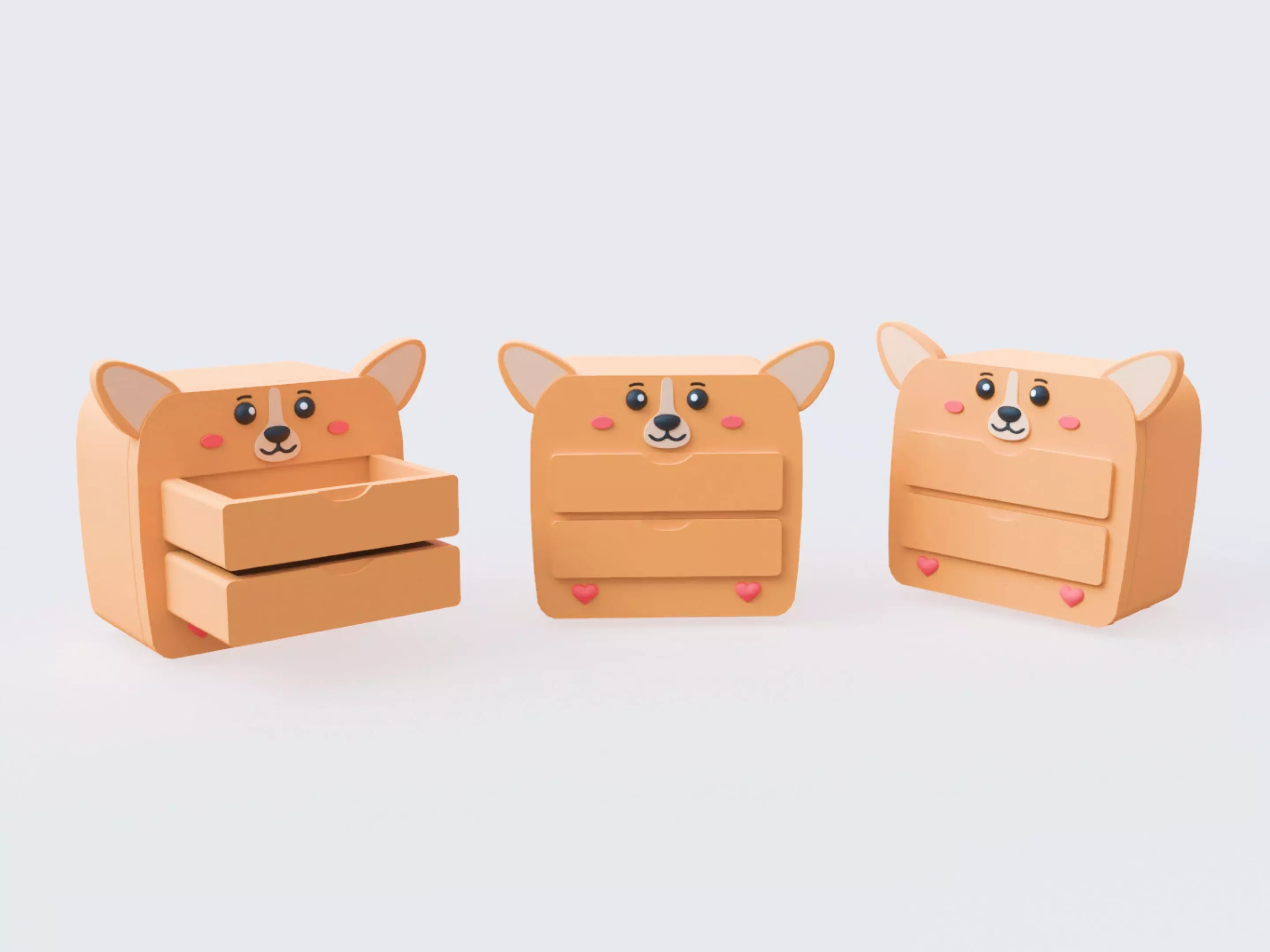Cartoon Dog Storage Dresser Low-poly 3D model