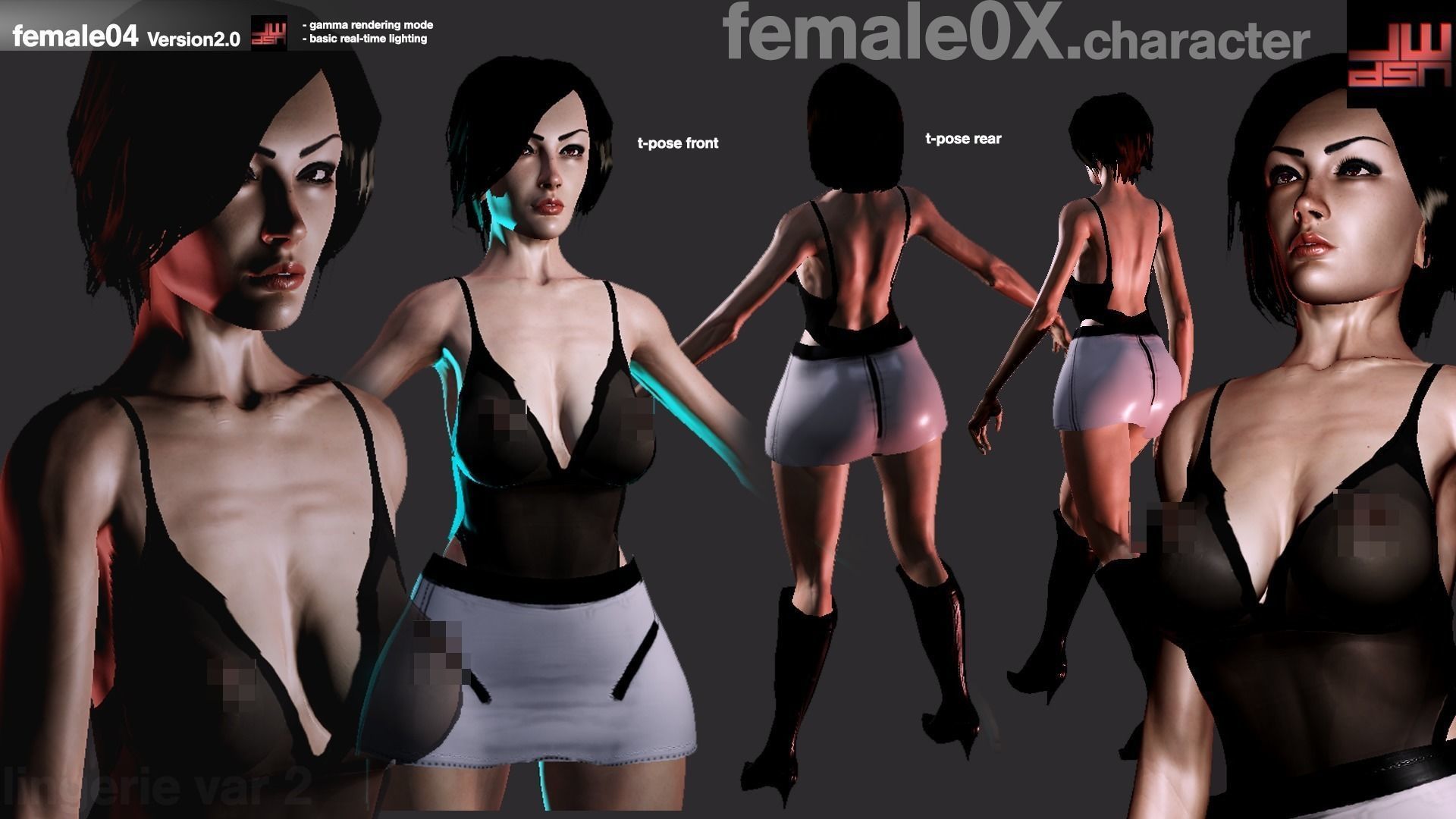Fatal Female 04 for Unity Low-poly 3D model_5