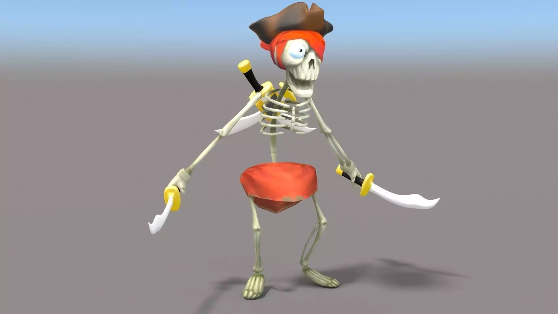 Cartoon Pirate Skeleton Low-poly 3D model