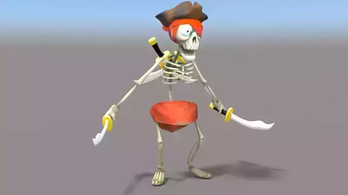 Cartoon Pirate Skeleton Low-poly 3D model
