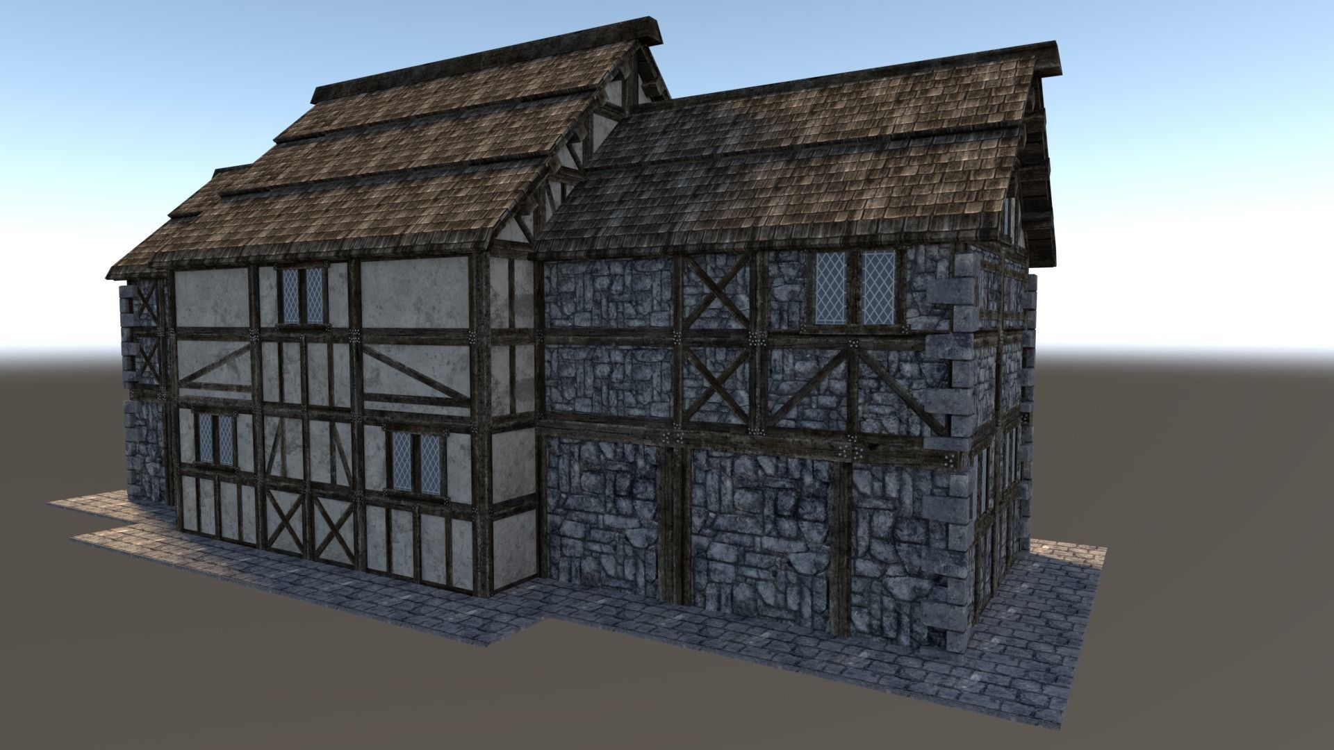 Medieval City House 06 Low-poly 3D model_3